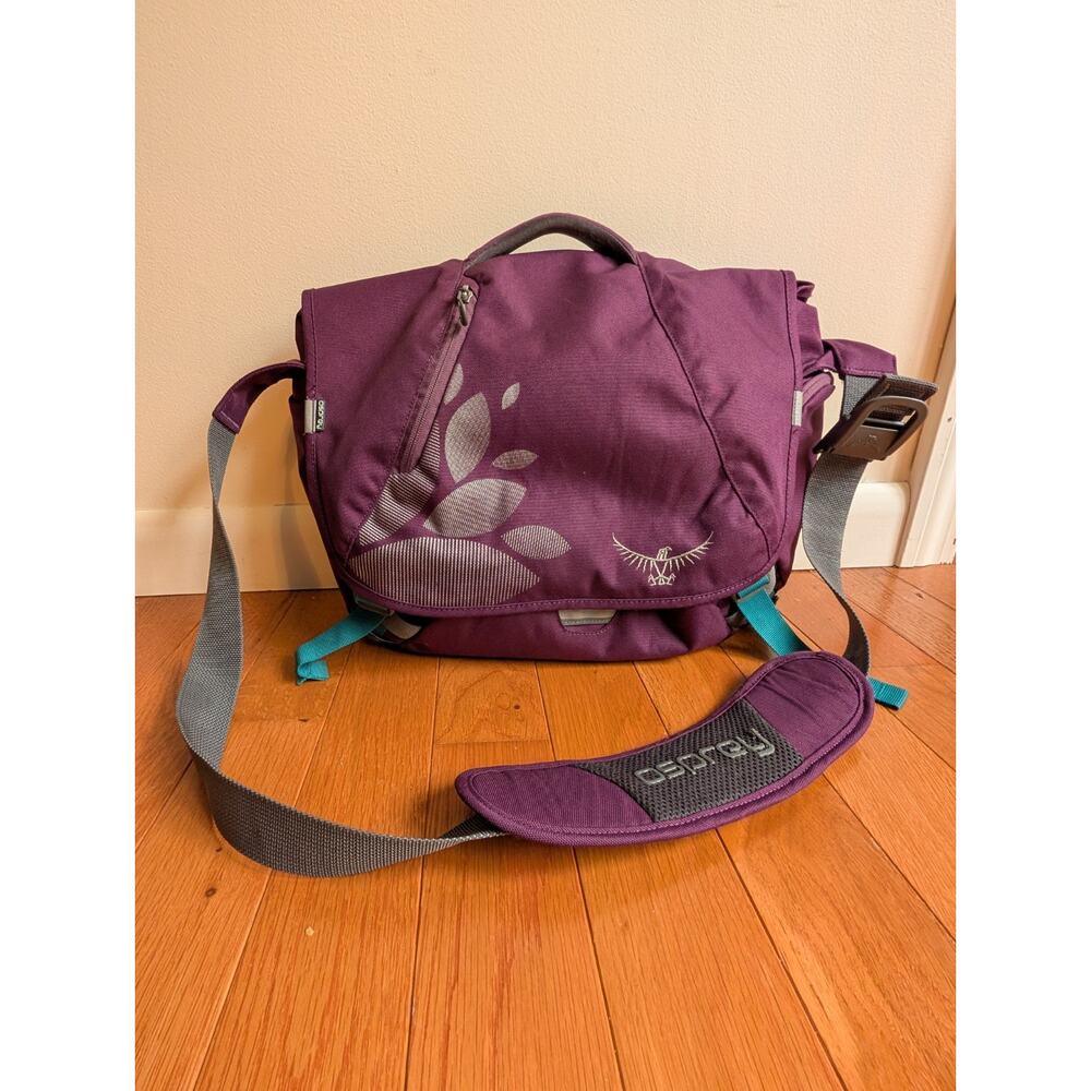 Osprey Flap Jill Courier Messenger Crossbody Bag - Purple Cyan Floral